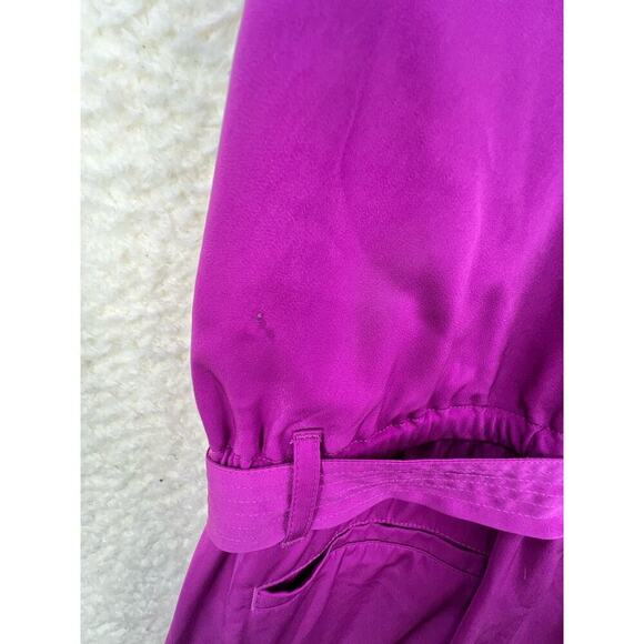 Lauren Ralph Lauren 8 Purple Satin Belted Spaghetti Strap Cargo Jogger Jumpsuit - Picture 8 of 9